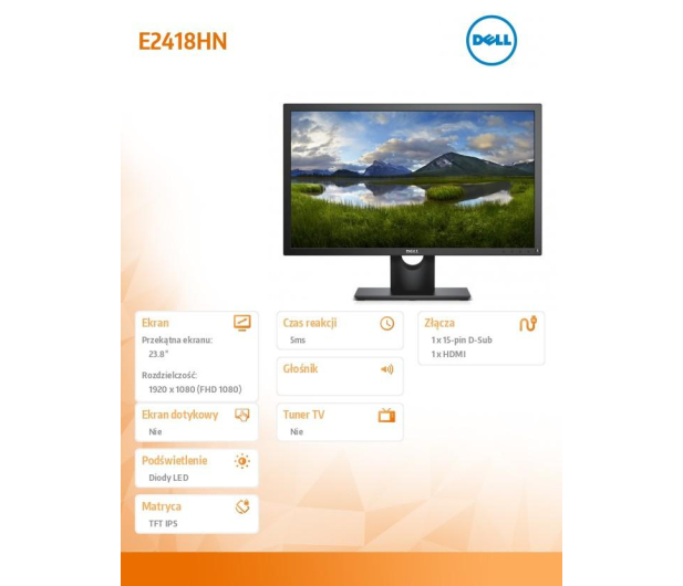 Dell 23,8'' E2418HN 210-AMNV/5Y Czarny - 1382242 - zdjęcie 2
